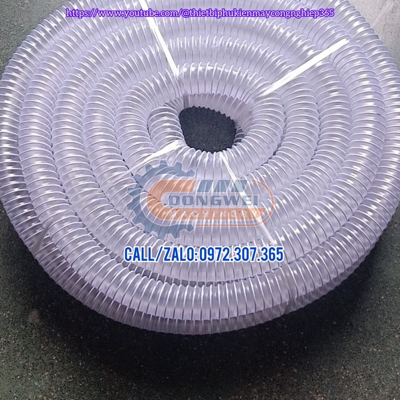 Ống hút bụi dạng lò xo nhựa PU, PVC lõi gân nhựa siêu bền, dùng cho máy hút bụi công nghiệp
