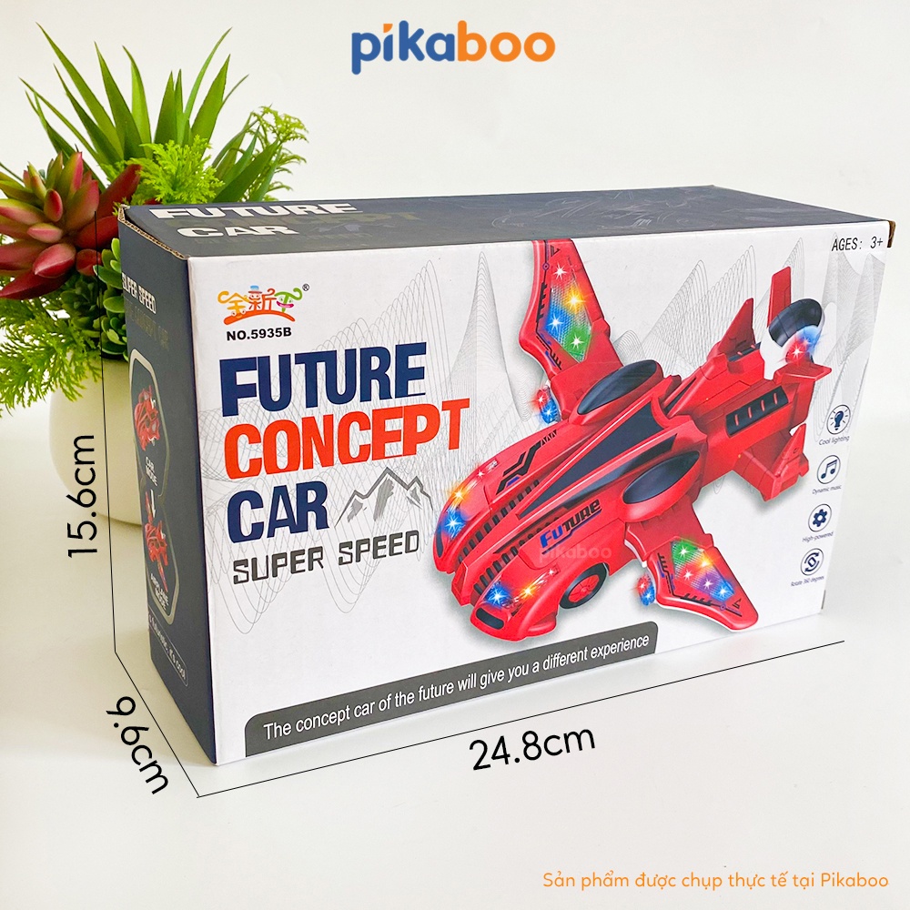 Đồ chơi ô tô biến hình khủng long cao cấp Pikaboo có đèn sắc màu, nhạc sôi động, chất liệu an toàn