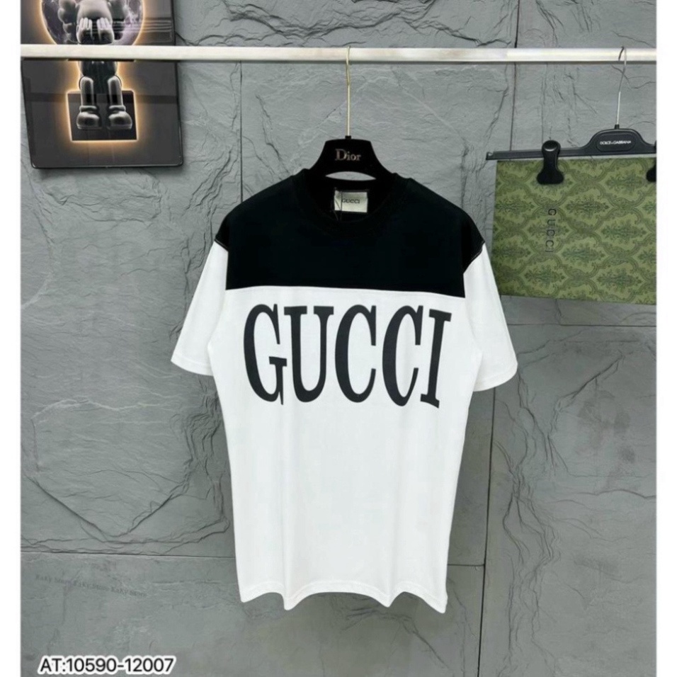 Áo phông nam nữ Premium Cotton pha màu đen sữa dập chữ GC trước ngực siêu sang