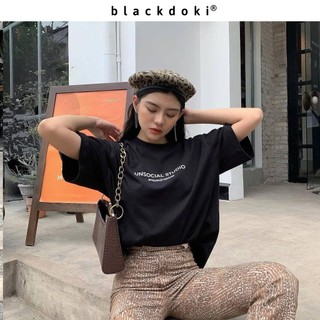 Áo thun nữ blackdoki-unsocial studio basic , áo phông unisex form rộng tay lỡ đơn giản cá tính m162