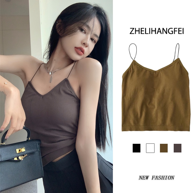 Áo hai dây ZHELIHANGFEI ôm dáng phong cách Hàn Quốc dễ phối đồ