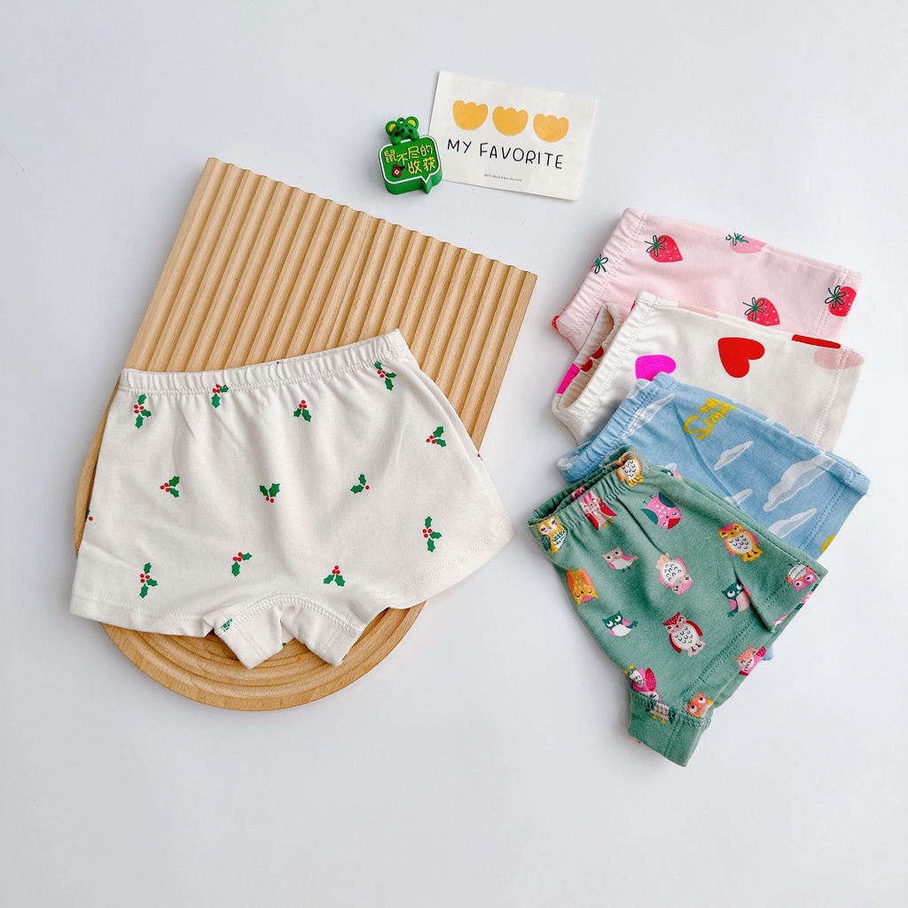 Set 3 Quần Chip Đùi KIMCHIBABY Vải Cotton Dư Xịn Hoạ Tiết Dâu Tây, Quần Lót Cho Bé Gái QC301