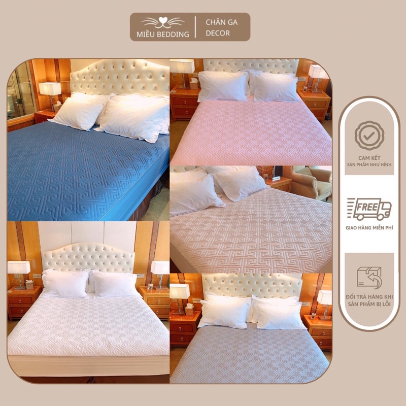 Bộ Ga Bọc Nệm Trần Bông Đủ Kích Thước Vải Cotton Thơm Thương Hiệu Hilton Cao Cấp