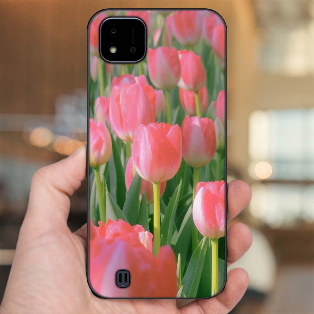 Ốp lưng Realme C11 2021, C20 viền đen in hình Hoa Tulip Hoa Đẹp