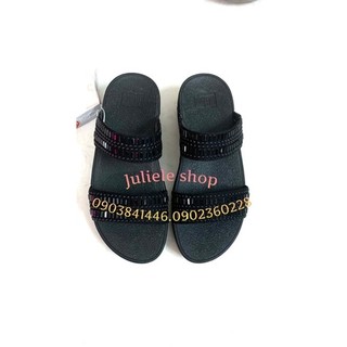 Dép fitflop 2 quai ngang hạt đá đen