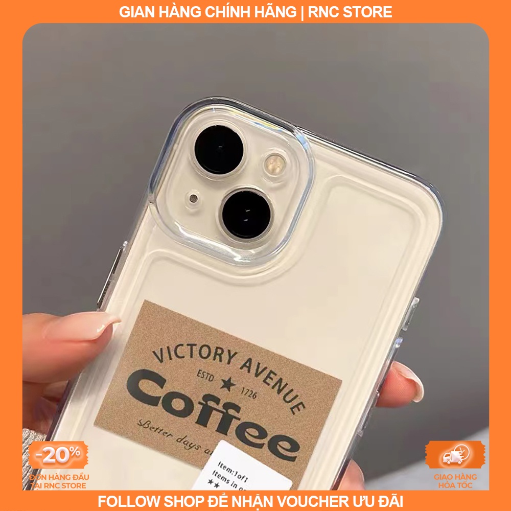 Ốp lưng Iphone X/XR/11 Pro/12/13 PM/14+/....dẻo trong Space viền camera hình Coffee