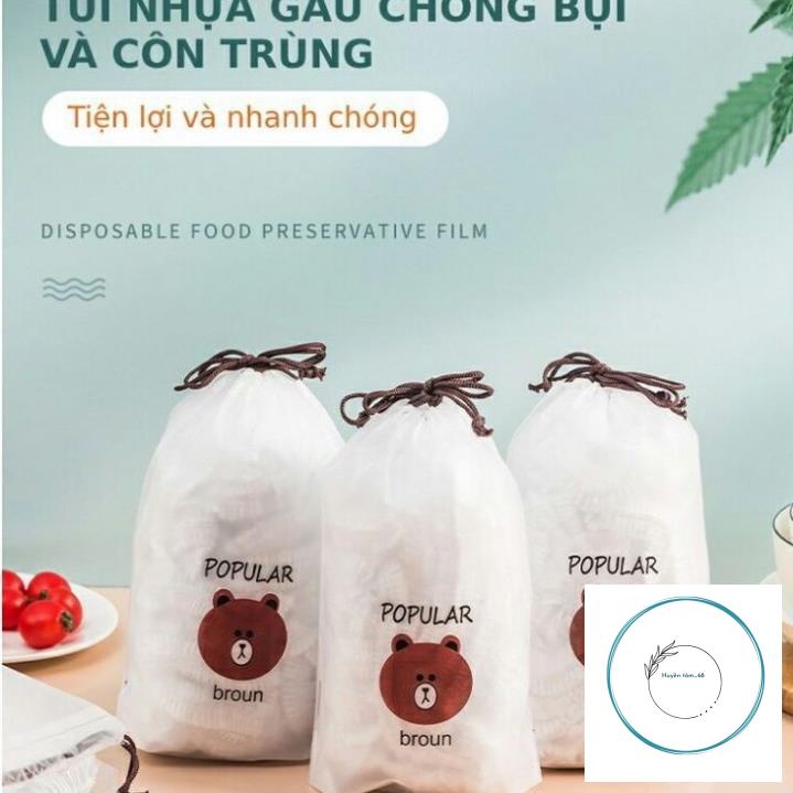 Màng Bọc Thực Phẩm SET 100 Có Chun Co Dãn Tái Sử Dụng Kèm Túi Gấu