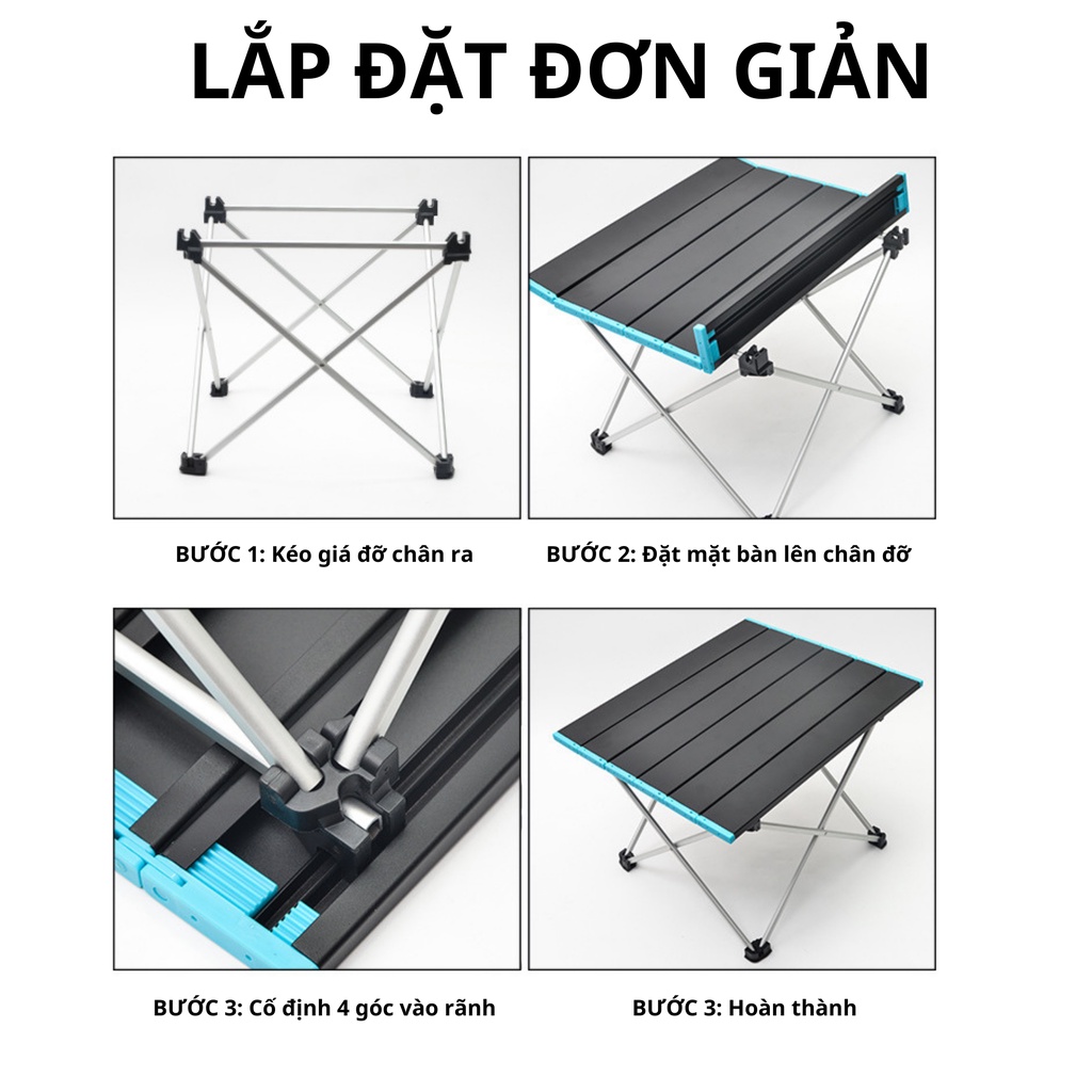 Bàn xếp gấp gọn | Bàn dã ngoại xếp gọn picnic du lịch | Bàn gấp gọn hợp kim nhôm siêu nhẹ | ForiCamping - BX01