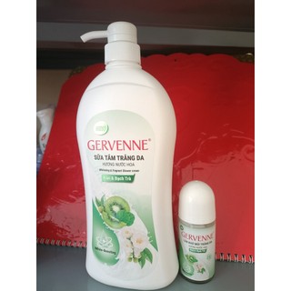 Sữa tắm trắng da hương nước hoa Gervenne 900g tặng kèm lăn 50ml