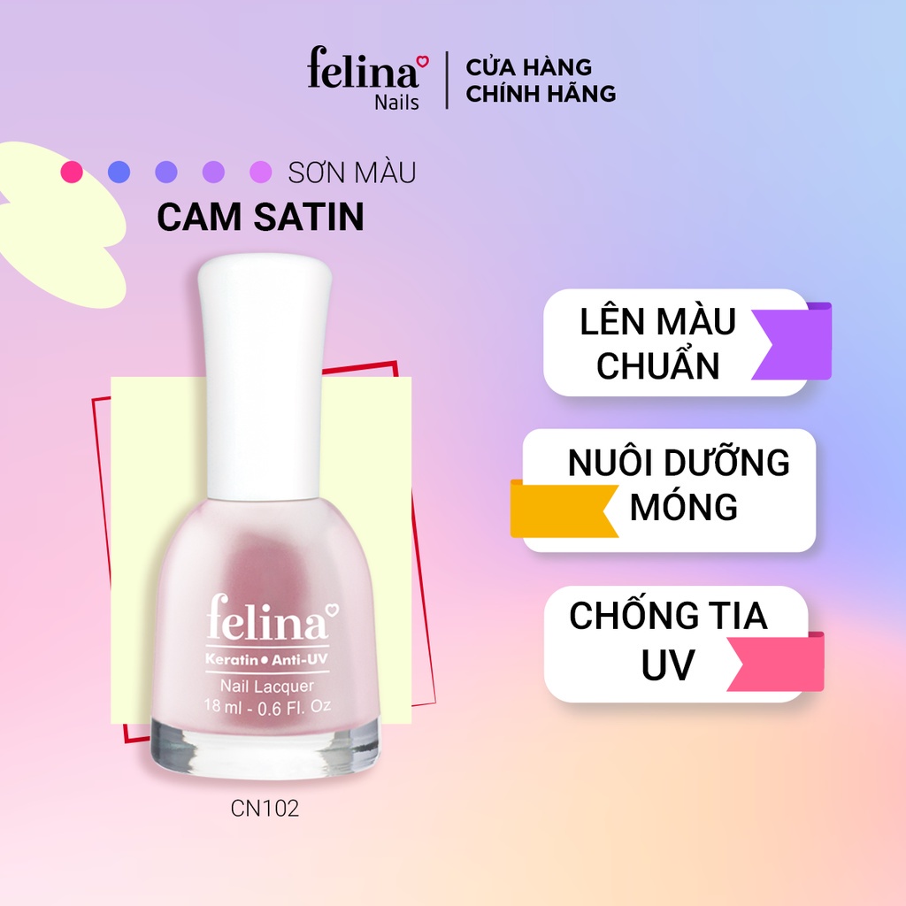 Sơn Móng Tay Felina Nail 18ml, Màu Ngọc Trai Hồng CN102, Lên Màu Đẹp, Thời Trang