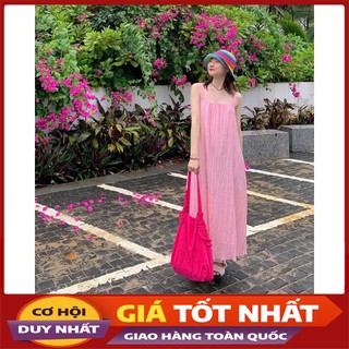 Đầm Maxi Đi Biển, Váy Nữ Suông Dài 2 Dây Chất Đũi Hàng Quảng Châu V3077 - Violet