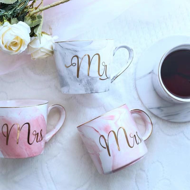 (Có hộp) cốc cafe , cốc trà gốm sứ in logo Mr & Mrs TB7,B8