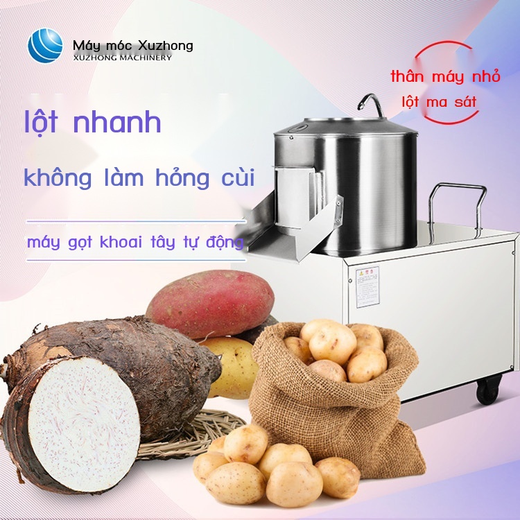 Máy làm sạch và gọt vỏ khoai tây mới bằng thép không gỉ tự động làm sạch gọt vỏ trái cây và rau củ khoai lang máy làm sạ