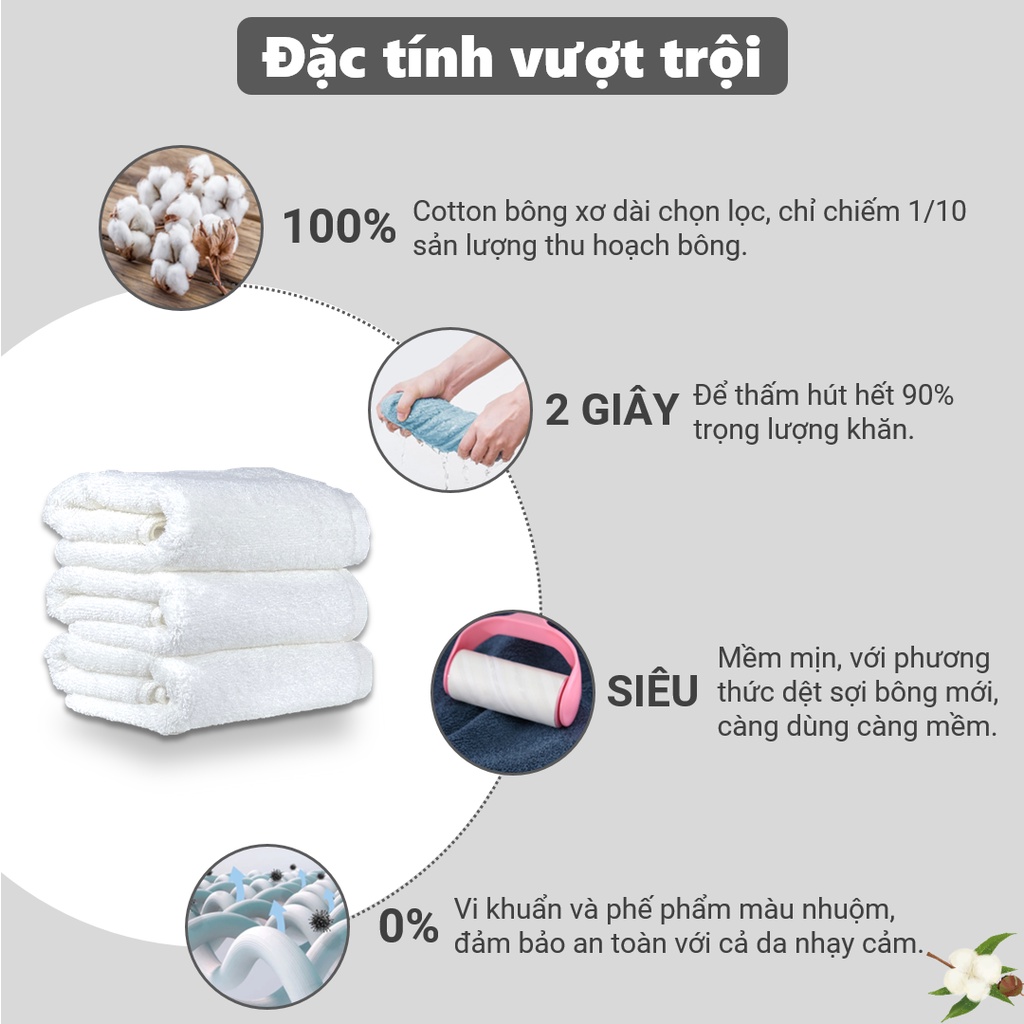 Khăn nhỡ KHÁCH SẠN 35x70cm, 100% COTTON, siêu mềm mịn, thấm hút, dày dặn - LOTUSTOWEL | BigBuy360 - bigbuy360.vn