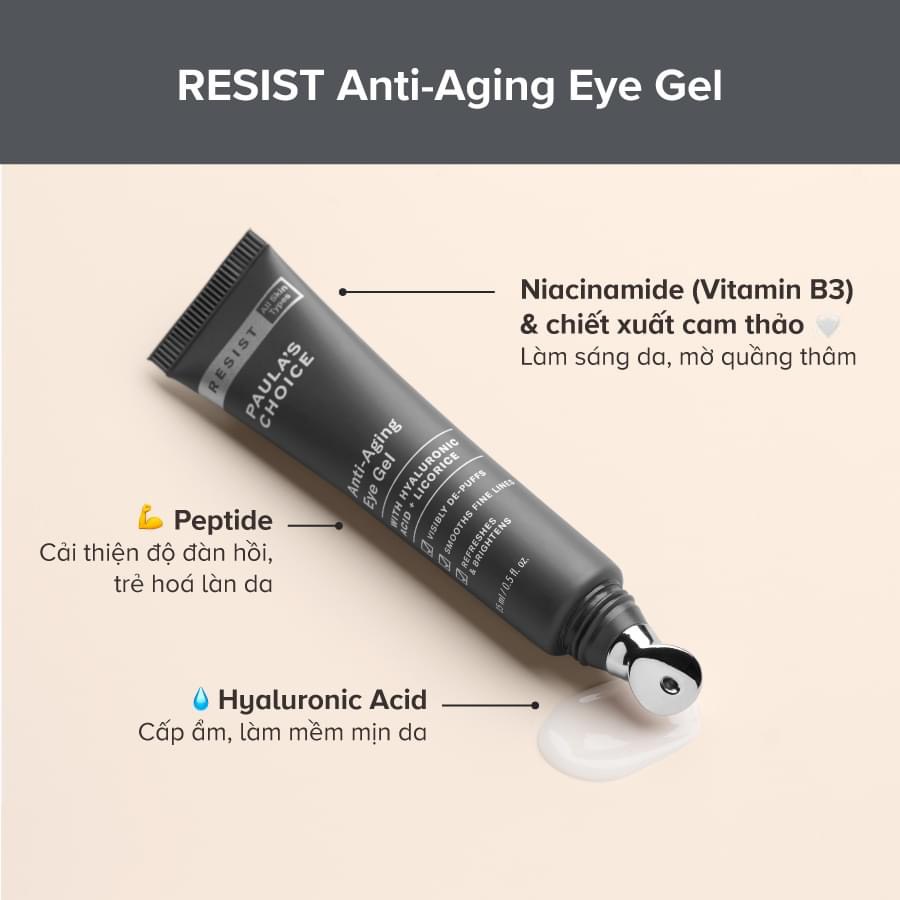 [PAULA'S CHOICE] Gel Dưỡng Mắt Chống Lão Hóa Và Giảm Quầng Thâm Kèm Đầu Massage Resist Anti-Aging Eye Gel 15ml (Mã 2140)