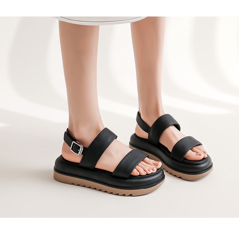 Dép sandal Nữ, chất da siêu mềm Đi êm chân, phong cách đơn giản Siêu Sang dễ phối đồ , đế cao 4,5 cm.