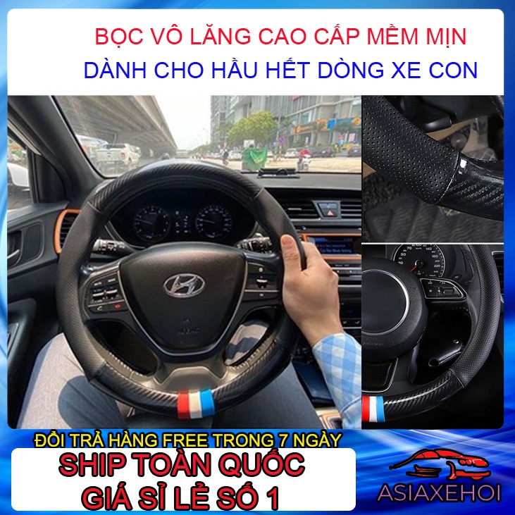 Bọc Vô Lăng ô tô Cacbon- Vỏ vô lăng xe mazda, kia, accent - Bọc Tay Lái Xe Hơi Da Pu, Ốp Ôm Khít, Chống Trơn,38 - 40cm