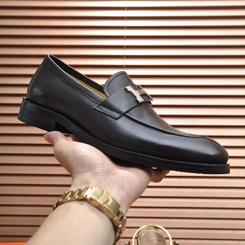 Giày Loafer Paris H.e.r.m.e.s nam cao cấp, giày lười nam công sở đen da bò H.M 001 – STORE III