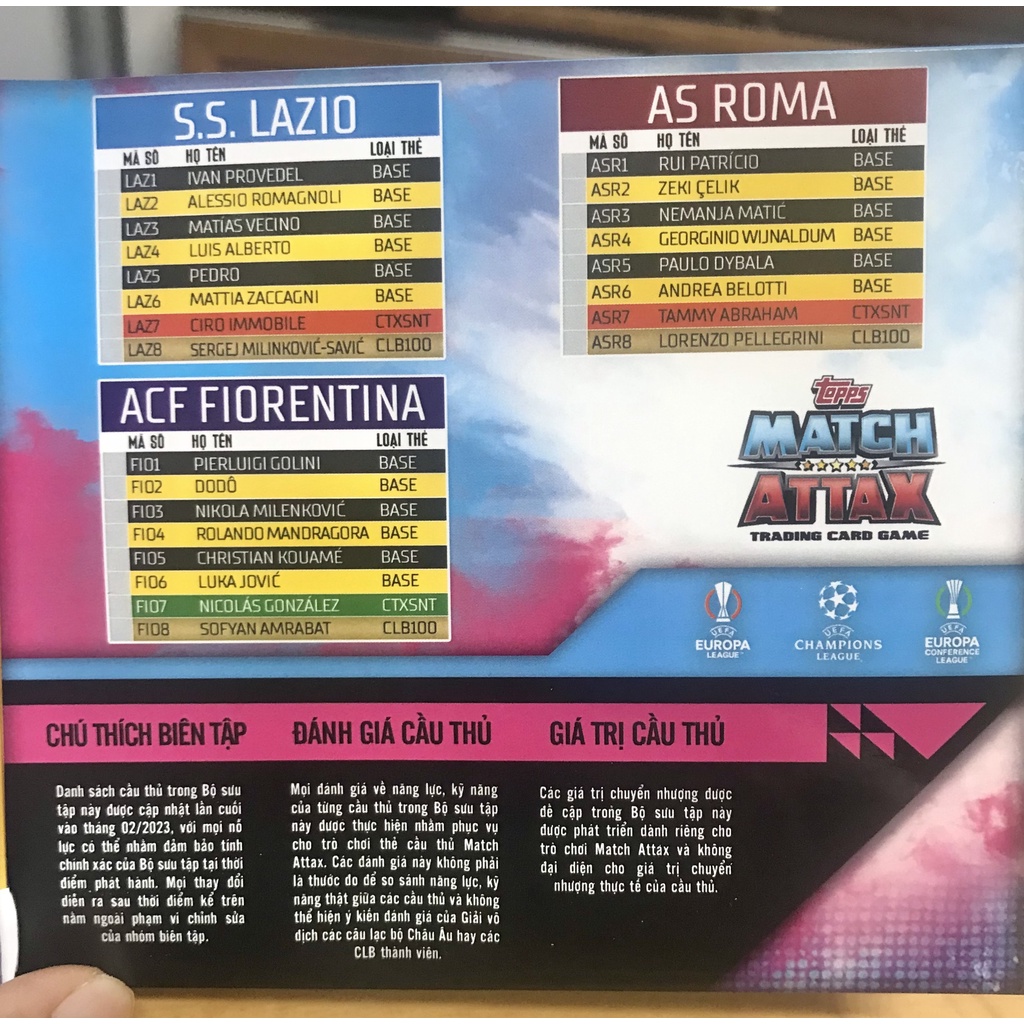 MỚI - BST Thẻ in Match Attax Serie A TIM 22/23 phiên bản Việt hoá