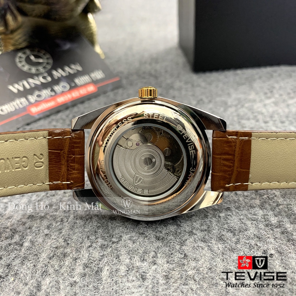 Đồng hồ cơ nam Tevise T795  dây da cao cấp,full box, mặt kính sapphire chống xước, chống nước,bảo hàng 12 tháng