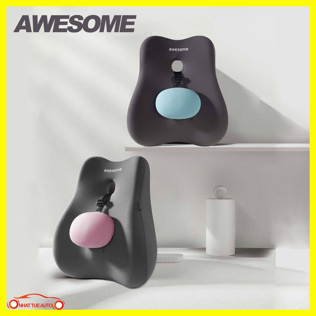 TỰA LƯNG AWESOME CAO CẤP, BO EO, CHỐNG GÙ, GIẢM ĐAU CỘT SỐNG CHO VĂN PHÒNG VÀ Ô TÔ