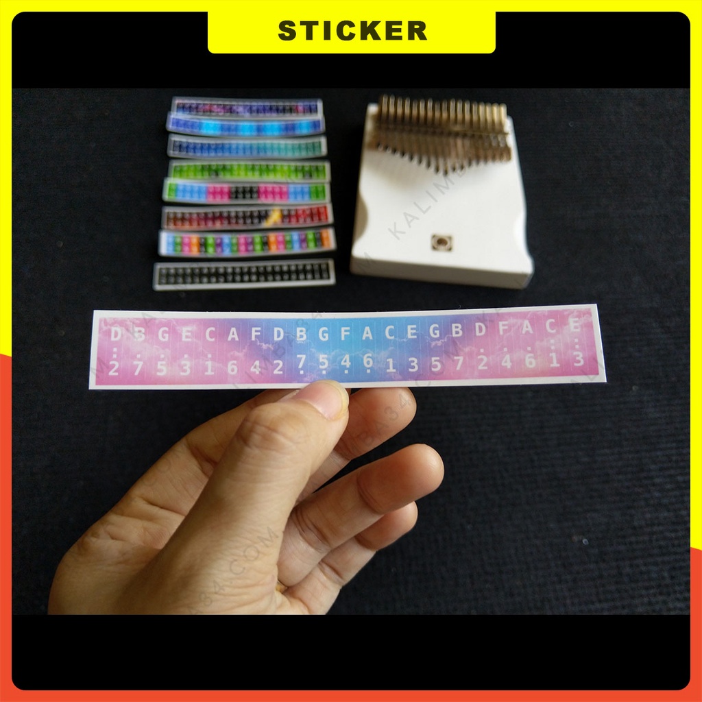 Giấy dán tiện dụng cho đàn kalimba 17 phím, 21 phím, miếng dán nhiều màu sticker cắt sẳn note nhạc