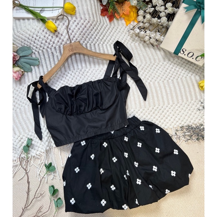 SET SHORT BÍ TAY THẮT NƠ