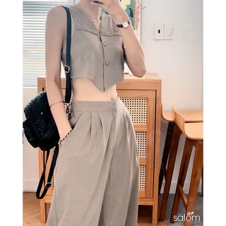 Set áo sát nách và quần ống suông năng động salom shp019