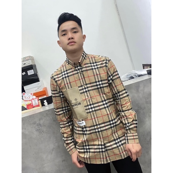 Áo Sơ Mi Nam Nữ Burberry Dài Tay Hoạ Tiết Kẻ Sọc Bản Likeauth 1:1