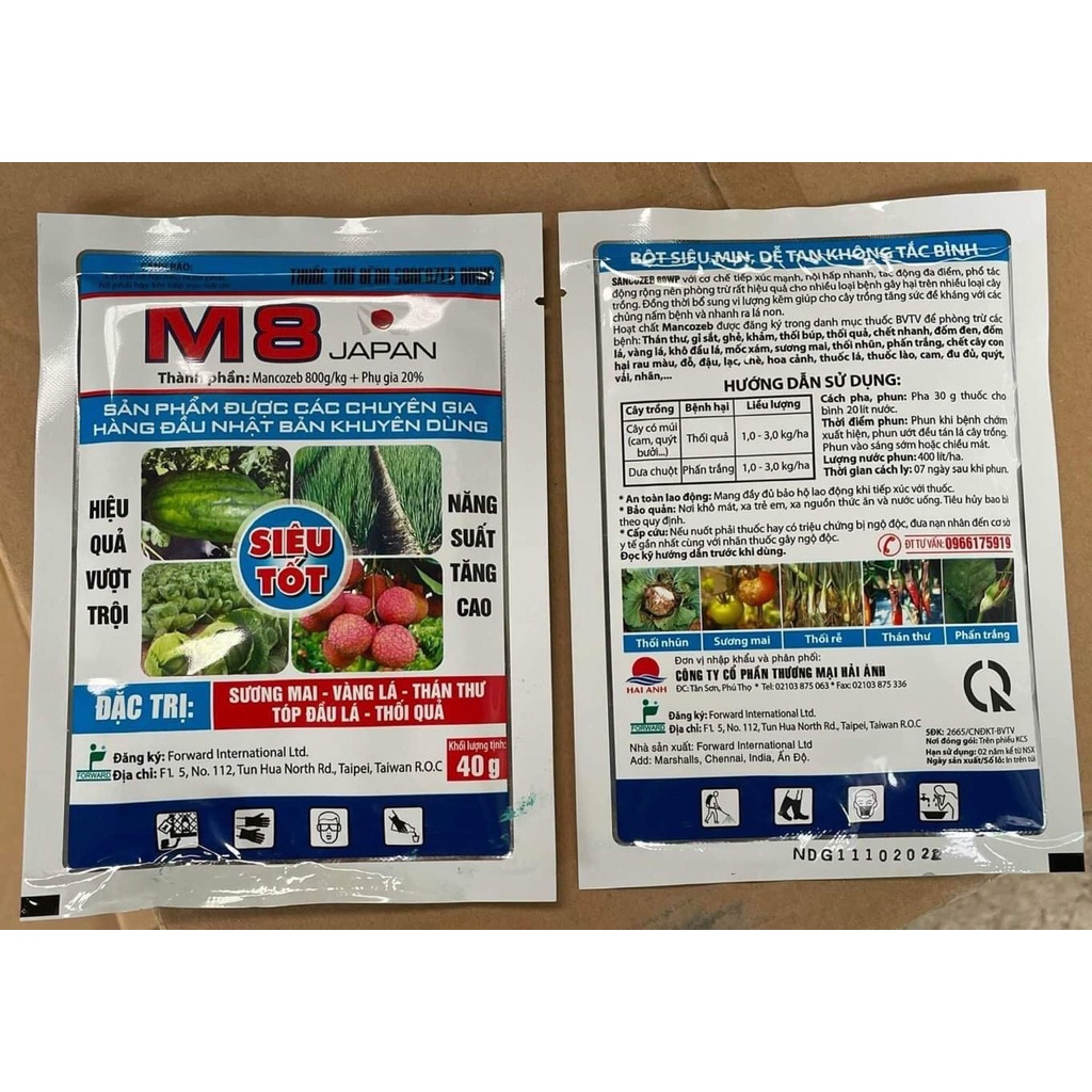 Chế phẩm trừ bệnh Sancoxeb 80WP M8 Japan đặc trị sương mai, vàng lá, thán thư, tóp đầu lá, thối quả