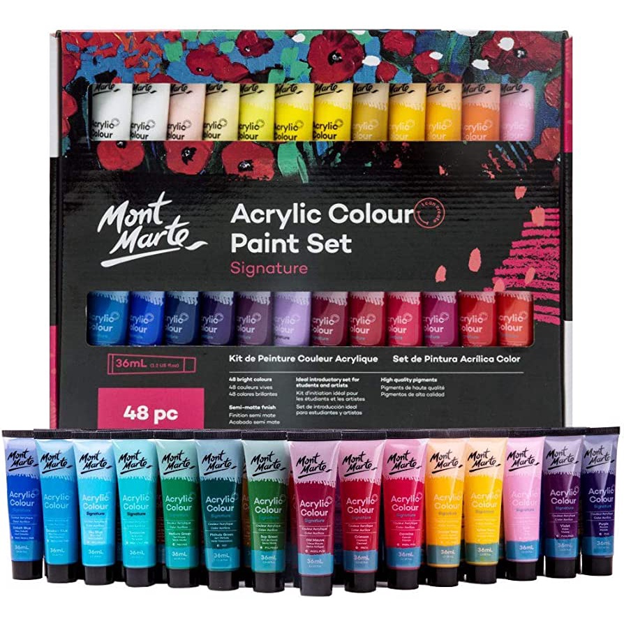 Bộ màu vẽ acrylic 24/48 màu, 36ml/tuýp, Mont Marte/Set of Acrylic Mont Marte 24 colors 36m/tube