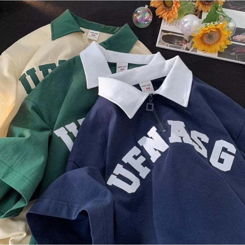 Áo Thun Polo Ngắn Tay Dáng Rộng Thời Trang Hàn Quốc Dành Cho Nam Và Nữ áo polo nam form rộng áo thun nam có cổ