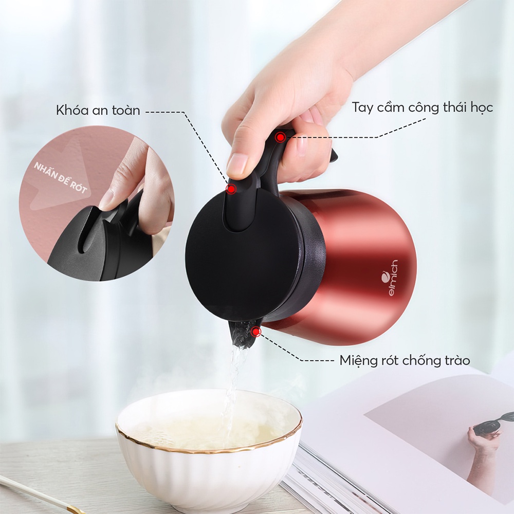Bình Giữ Nhiệt Gia Đình INOX 304 Elmich EL-8298  - Hàng Chính Hãng