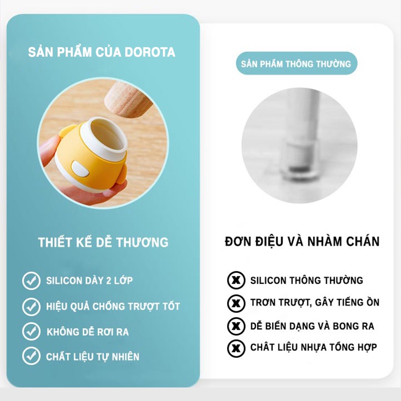 Bọc chân bàn ghế cao cấp DOROTA chống trầy xước không gây tiếng ồn gồm 4 miếng AT