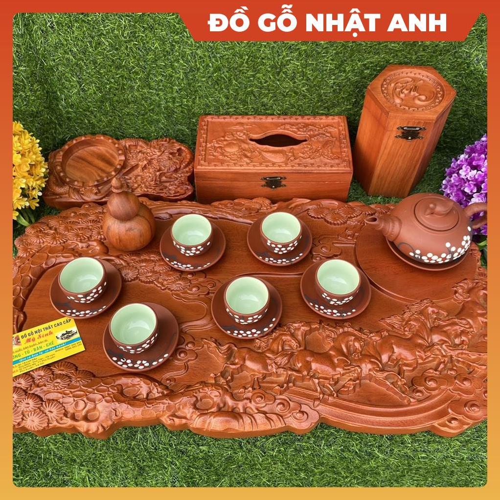 Combo 6 món đồ gỗ mỹ nghệ mini mã đáo thành công ấm chén khay trà gỗ hương đỏ, Đồ gỗ nội thất cao cấp hộp giấy lọ tăm | BigBuy360 - bigbuy360.vn