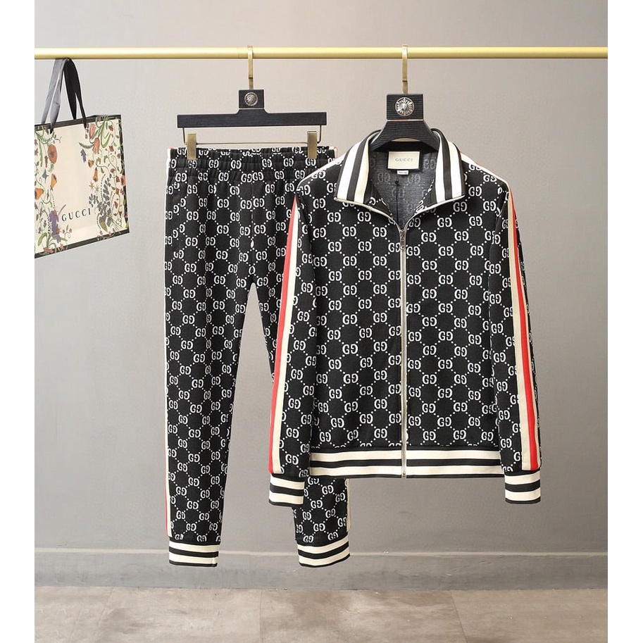 Bộ quần áo nỉ nam G C Đen chất liệu poly mềm mịn thiết kế trẻ trung năng động chất lượng cao (ảnh thật phía sau)
