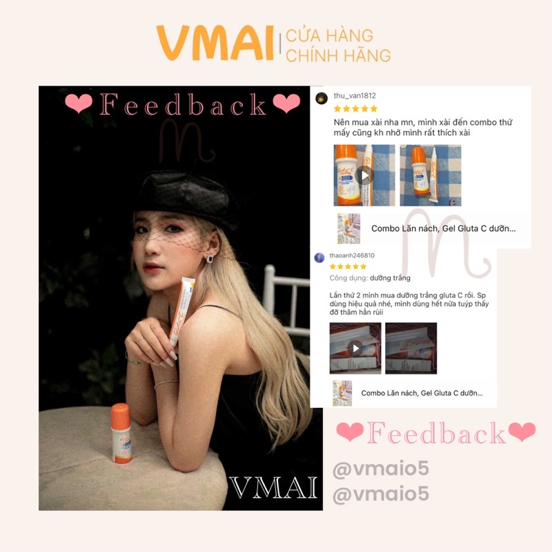 Combo Lăn nách, Gel Gluta C dưỡng da sáng mịn & đều màu