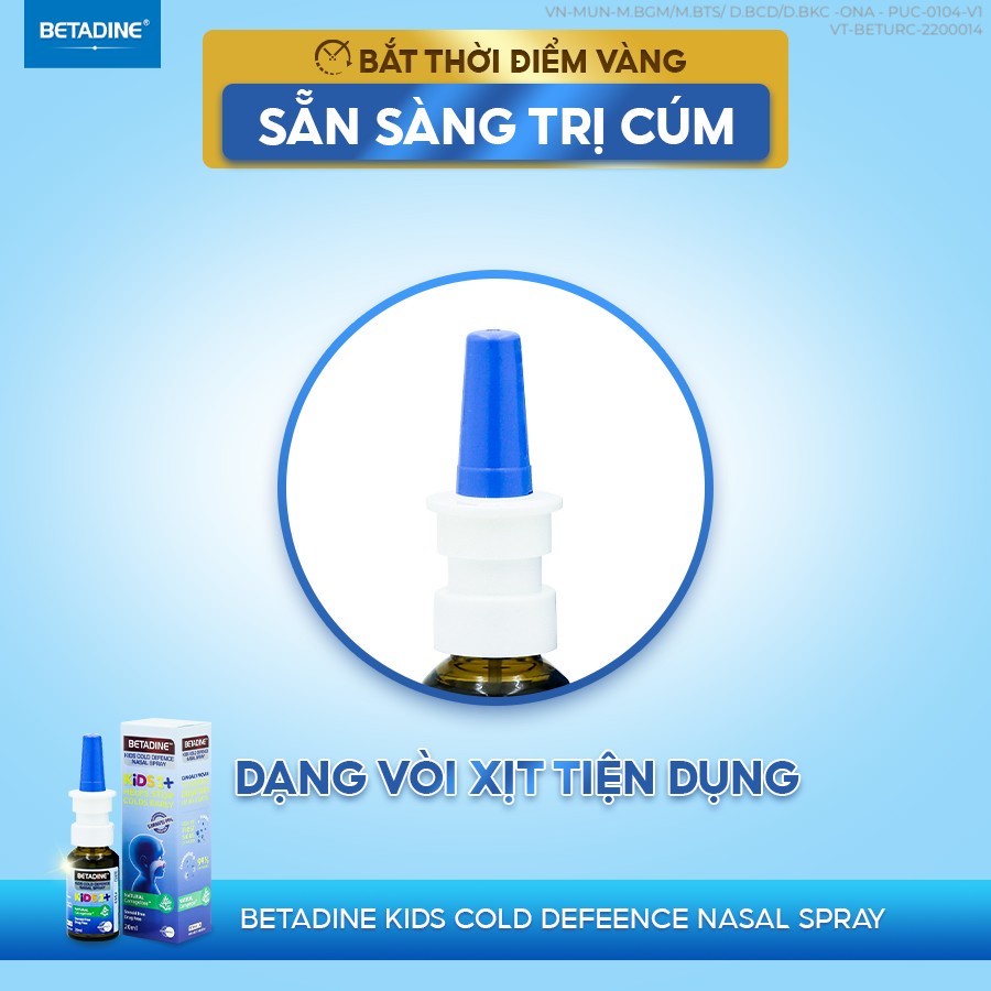Xịt Mũi Chống Cảm Lạnh Dành Cho Trẻ Em Betadine Kids Cold Defence Nasal Spray 20ml