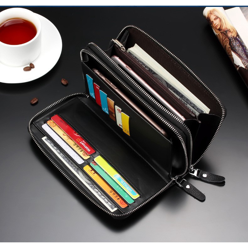 HÀNG NHẬP Ví da nam cầm tay CHICHI FASHION VNA36 DA BÒ CAO CẤP I NHẬP KHẨU NGUYÊN CHIẾC