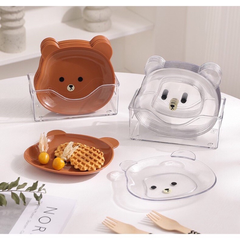 Đĩa Nhựa Hình Gấu Đựng Thức Ăn Trang Trí Decor Bàn Ăn - Tee & Mee