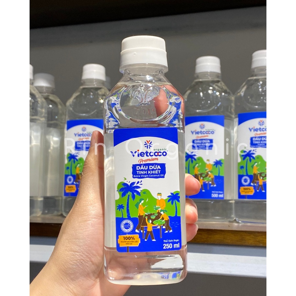 Dầu dừa tinh khiết tươi lạnh hữu cơ 100% nguyên chất ép lạnh Vietcoco organic coconut oil