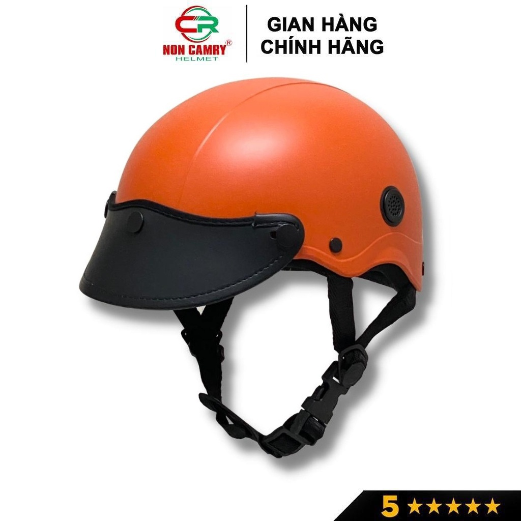 Mũ bảo hiểm nửa đầu thời trang NON CAMRY, màu cam cá tính, năng động, kiểu dáng nón sơn Freesize (vòng đầu 55-59cm)