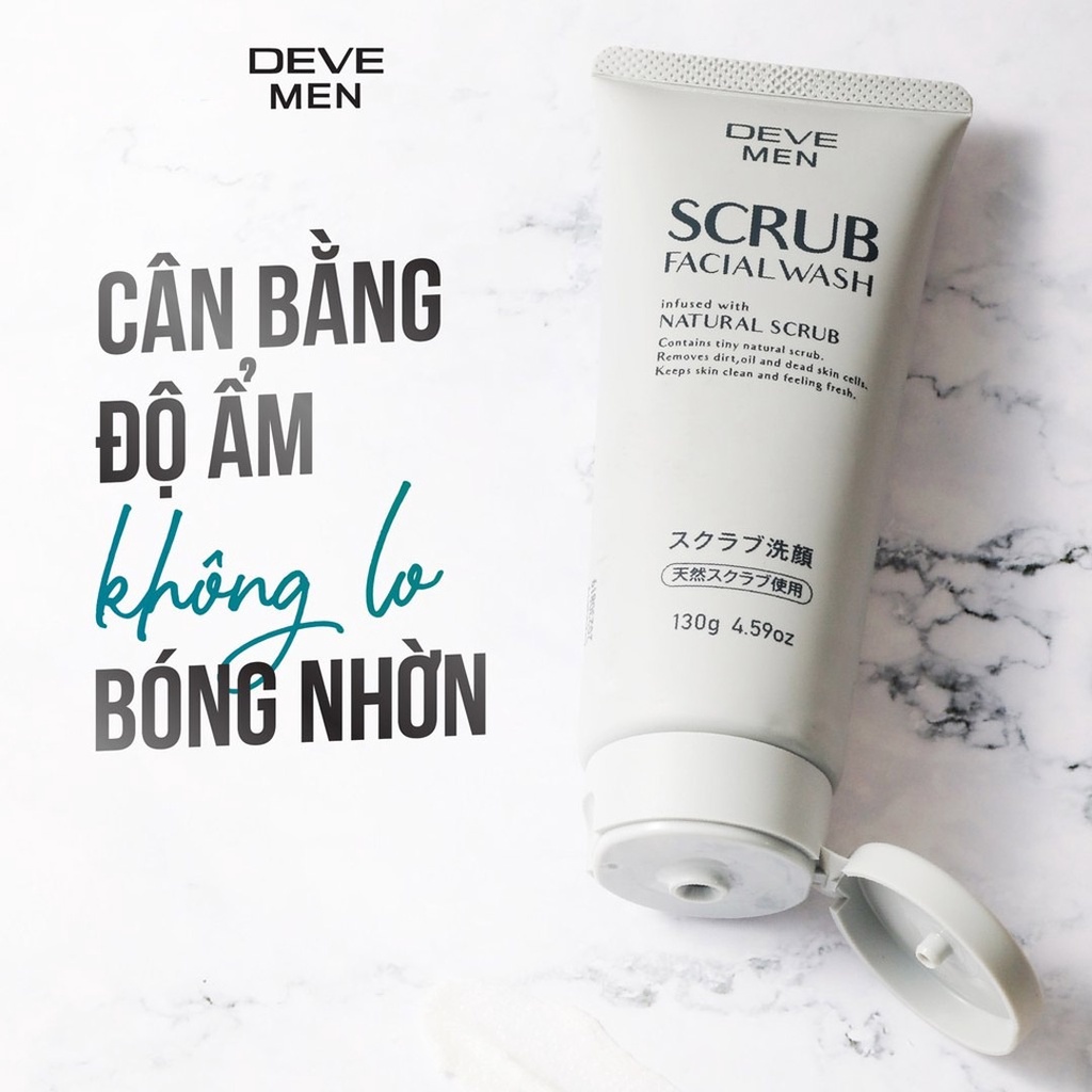 Sữa Rửa Mặt Làm Sạch, Tẩy Tế Bào Chết Cho Nam Deve Men Scrub Facial Wash (130g)