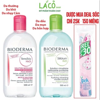  nước tẩy trang bioderma crealine h2o nắp nhấn xanh,hồng nước tẩy trang bioderma 500ml chính hãng Pháp da dầu da nhạy cảm 