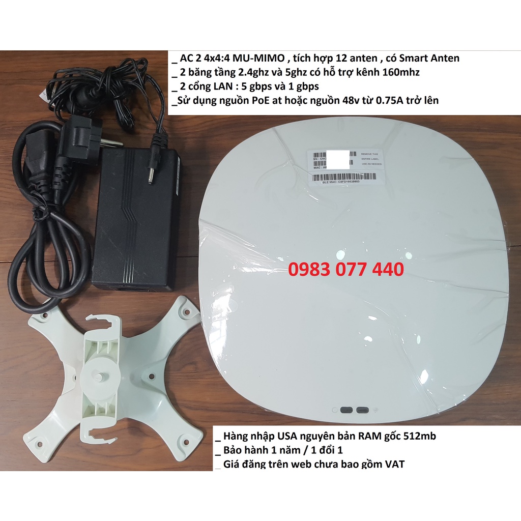 Bộ Wifi Cao Cấp Aruba 335 Wifi Roaming Mesh, Chuyên Chịu Tải, Công Xuất Cao, Cổng LAN 5Gbps, Tích Hợp 12 Anten Smart