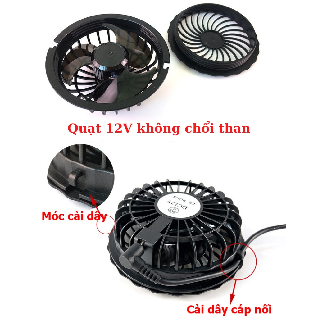 (BẢO HÀNH 1 NĂM) Bộ phụ kiện áo điều hòa đầy đủ Pin 12V dung lượng khủng 26000mAh + 2 quạt không chổi than 12V