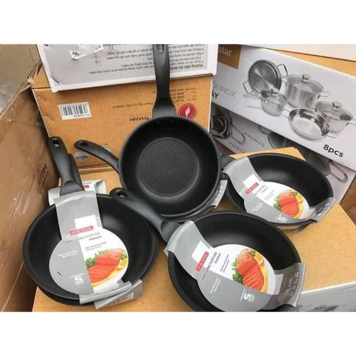 Chảo chống dính Inox 3 đáy Fivestar 16-20-22-24-26-28cm Chảo Rán, Nướng, Chiên, Xào Lòng Chảo Sần Caro, Đun được bếp từ