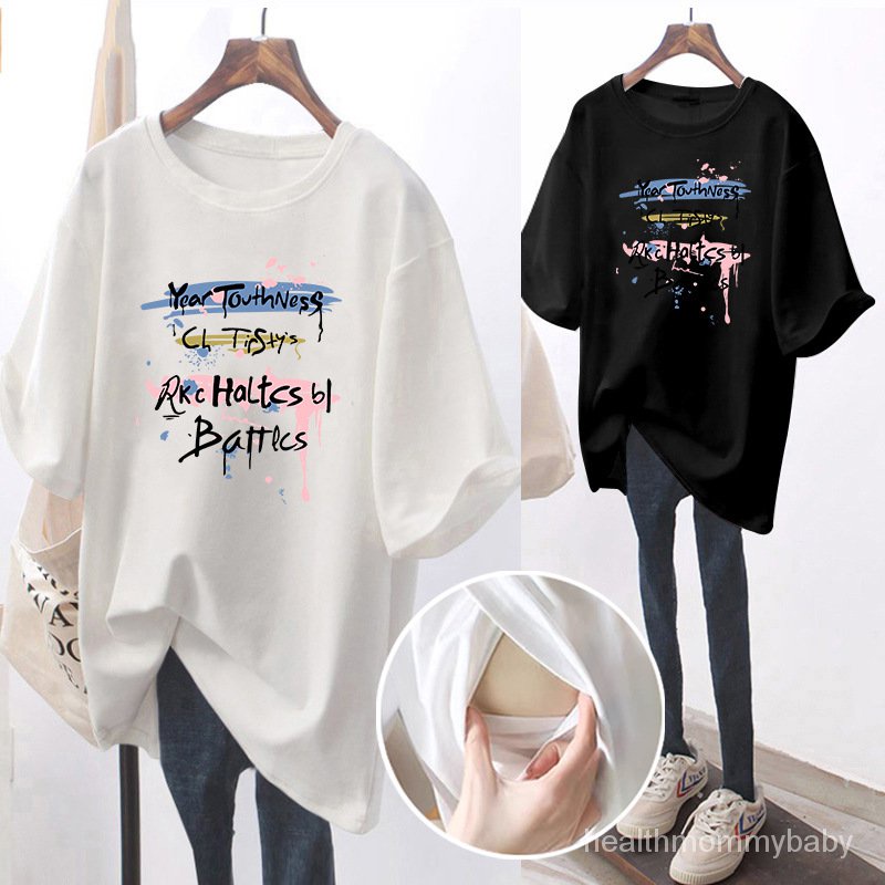 Áo Cho Con Bú Mùa Hè Lỏng Lẻo DàiTÁo Sơ Mi Đi Chơi Quần Áo Cho Con Bú Trang Phục Bà Bầu