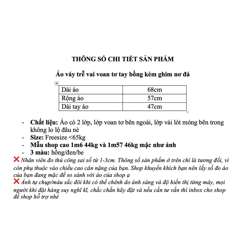 Áo váy trễ vai voan tơ tay bồng kèm ghim nơ đá