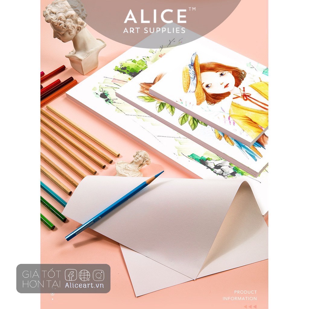 GIẤY ROKI TRẮNG dày 200gsm vẽ chì, marker, màu bột, chì màu, gouache, bột màu, phấn RẺ